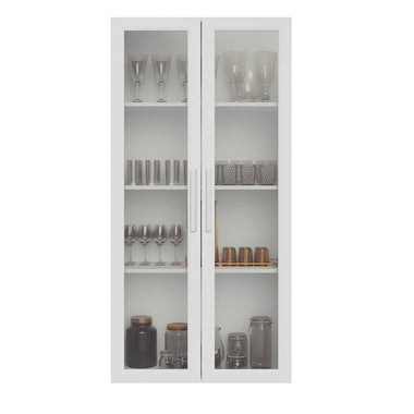 Vitrina Flotante 70 cm 2 Puertas de Vidrio Blanco Madesa