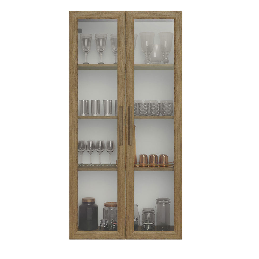 Mueble de Cocina Vitrina 70cm 2 Puertas de Vidrio Marrón Madesa