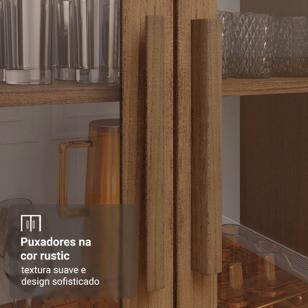 Mueble de Cocina Vitrina 70cm 2 Puertas de Vidrio con Patas Marrón Madesa