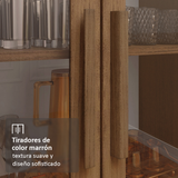 Vitrina 70 cm 2 Puertas de Vidrio con Patas Cónicas Marrón/Blanco Madesa
