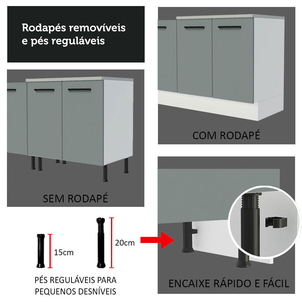 Mueble Despensa 60 cm 3 Puertas Agata Blanco/Gris
