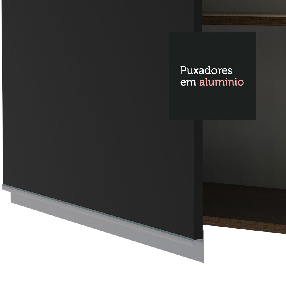 Mueble de Cocina para Horno Glamy 60 cm 1 Puerta y 3 Cajones Marrón/Negro