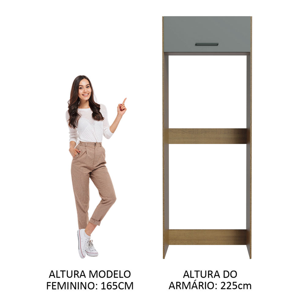 Mueble de Cocina para Refrigerador 1 Puerta Abatible Agata Marrón/Gris