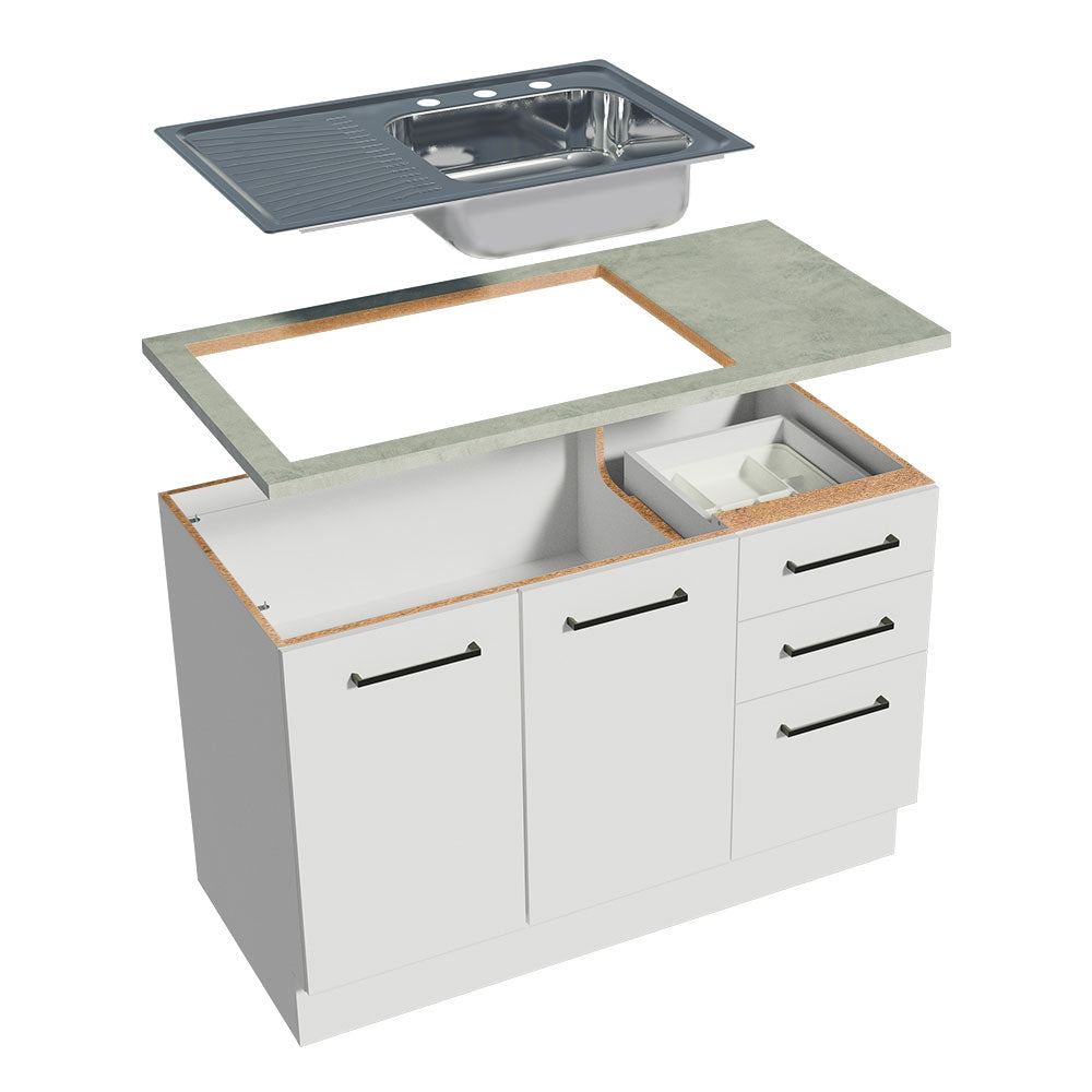 Kit Encimera para Gabinete Bajo y Fregadero 120 cm Gris Madesa
