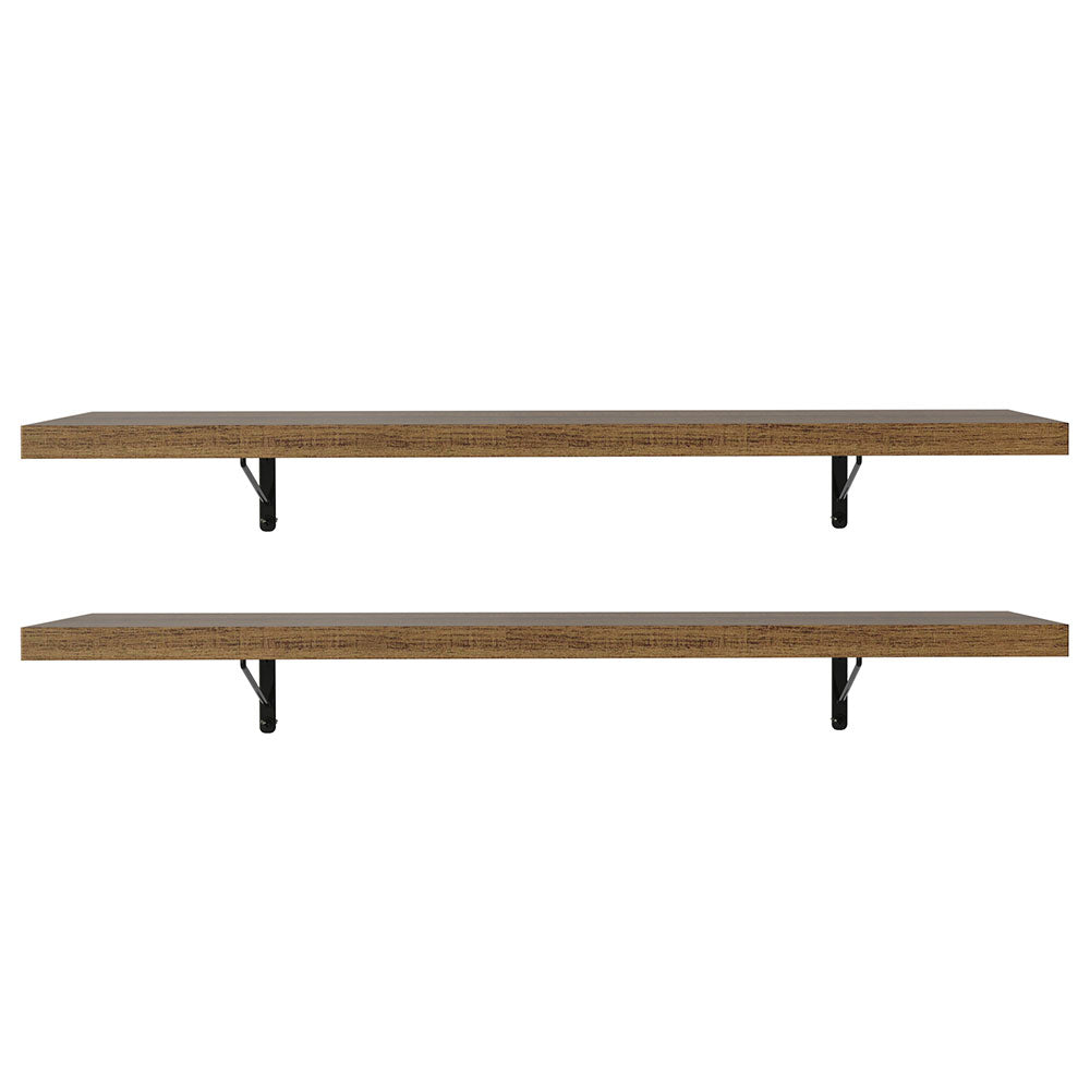 Kit 2 Repisas de Cocina 80 cm con Soporte Metálico Marrón