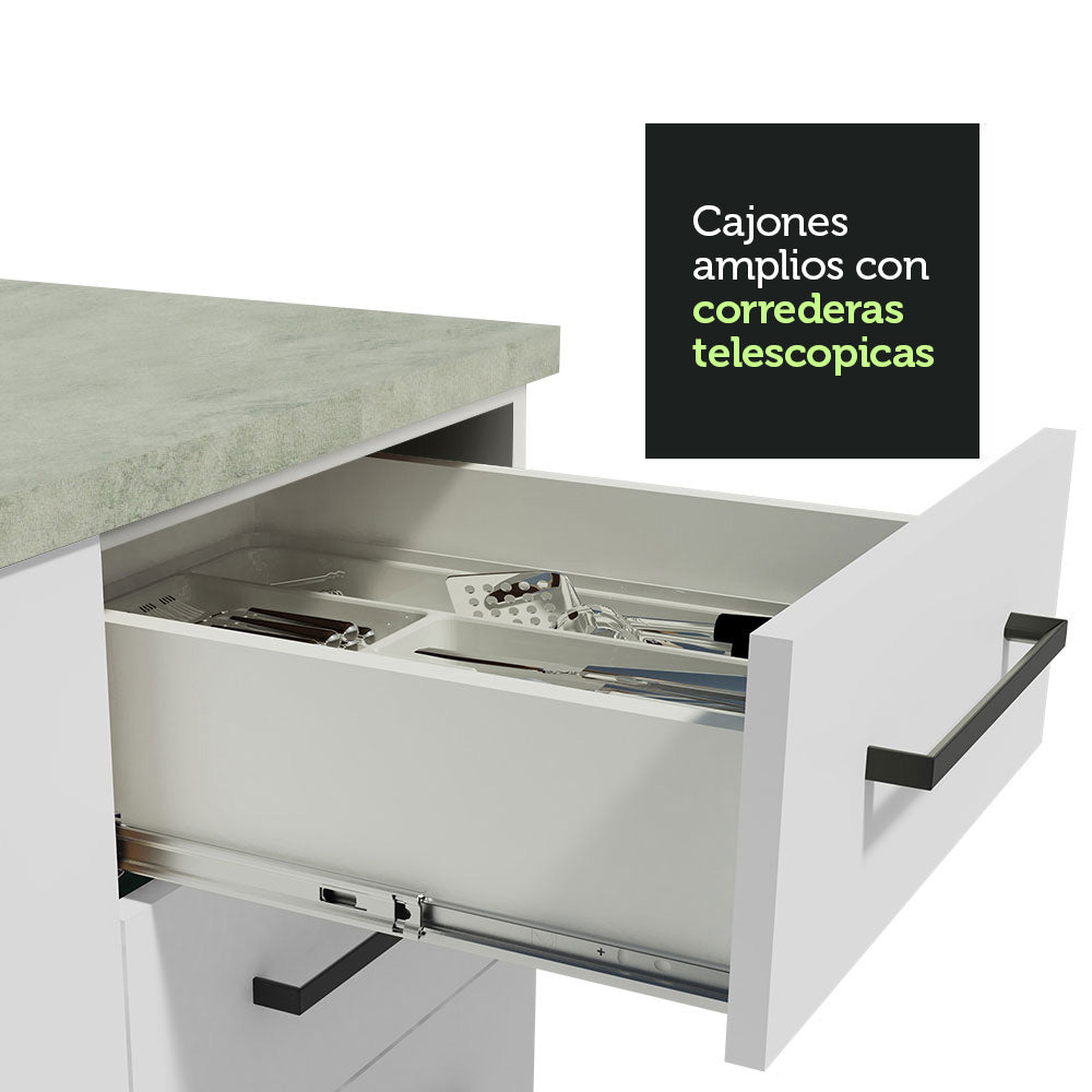 Cocina Integral Esquinera 399cm Blanco Agata 01