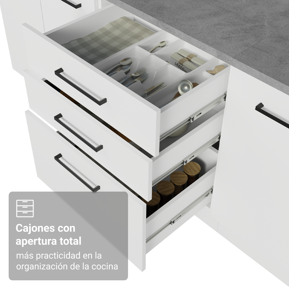 Cocina Integral Esquinera 399cm Blanco Agata 02
