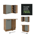 Cocina Integral de Esquina 486cm Marrón/Gris 60cm de Profundidad Agata 01