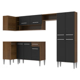 Cocina Integral Esquinera 353cm Marrón/Negro Emilly Sun 01