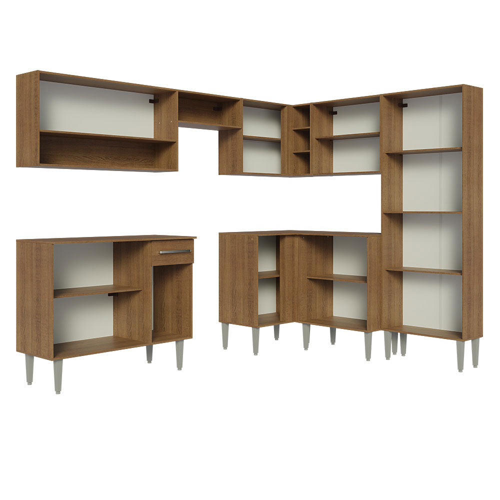 Cocina Integral Esquinera 417 cm Emilly Marrón/Negro 02