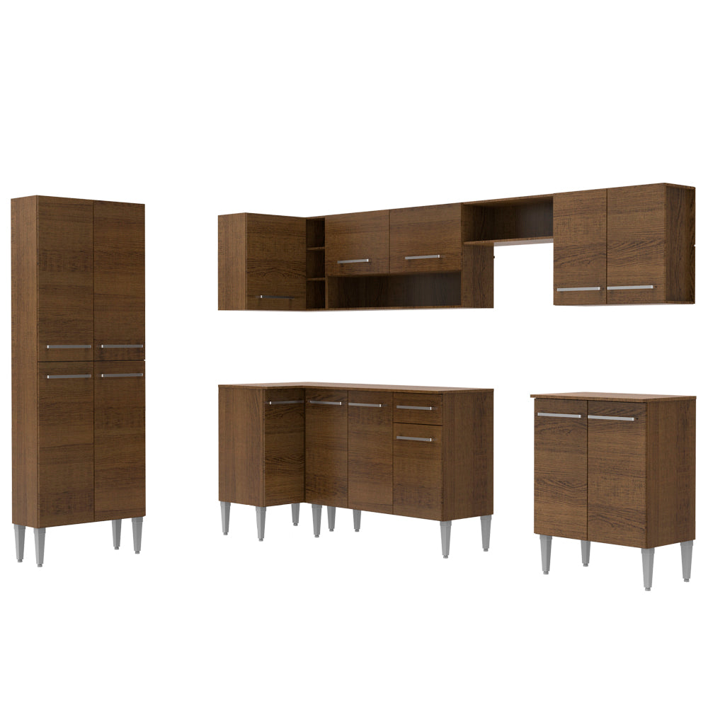 Cocina Integral Esquinera 481cm Marrón Emilly Moon 01