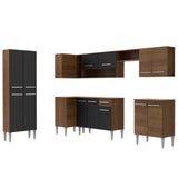 Cocina Integral Esquinera 481cm Marrón/Negro Emilly Moon 01