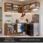 Cocina Integral Esquinera 349cm Marrón/Blanco Glamy 06
