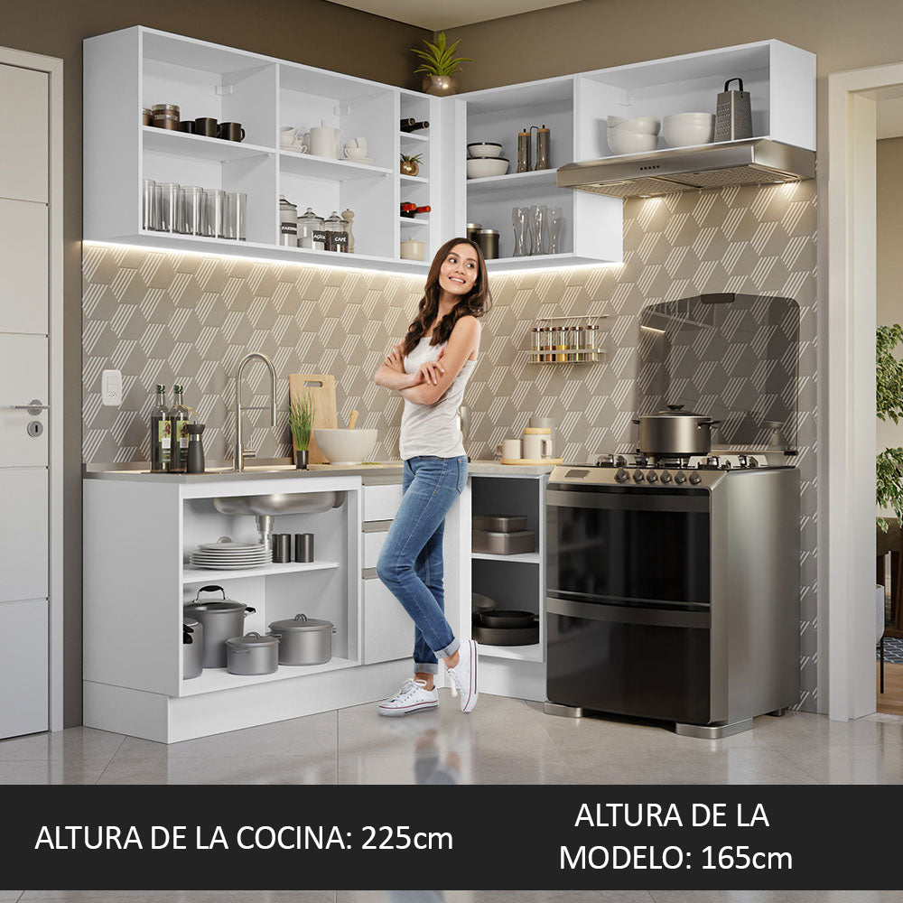 Cocina Integral Esquinera 349cm Blanco Glamy 07