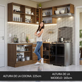 Cocina Integral Esquinera 349cm Marrón Glamy 07