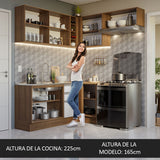 Cocina Integral Esquinera 349cm Marrón/Blanco Glamy 07