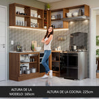 Cocina Integral Esquinera 349cm Marrón/Negro Glamy 07