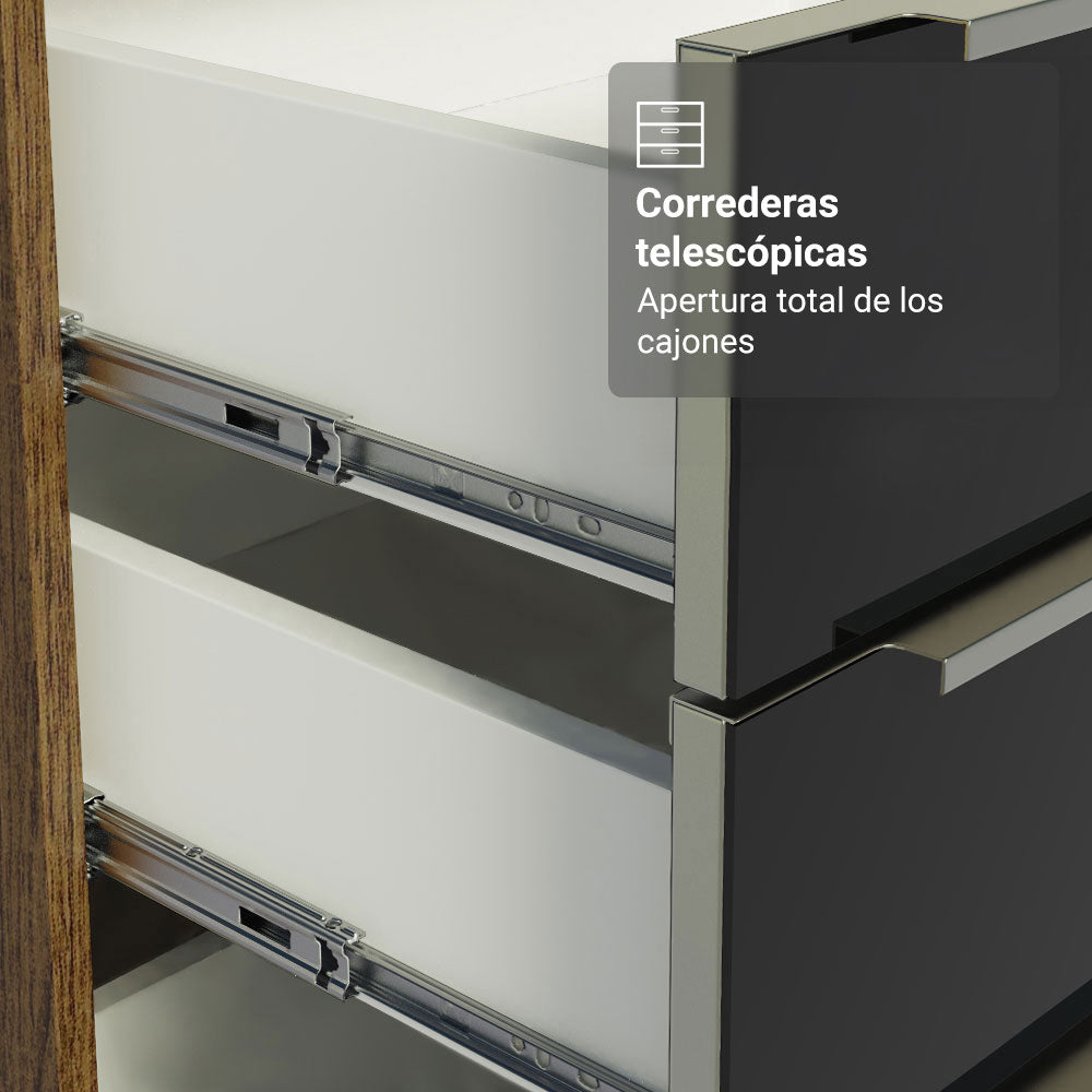 Cocina Integral Esquinera 399 cm Marrón/Negro Lux Madesa 01