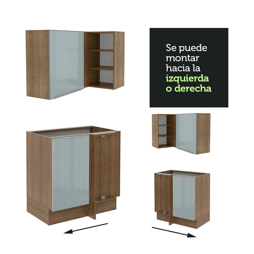 Cocina Integral Esquinera 546cm Marrón/Gris Lux 01