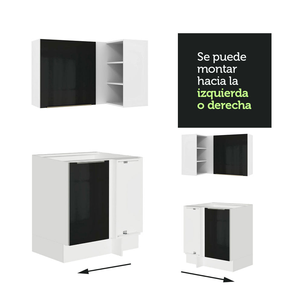 Cocina Integral Esquinera 546 cm Lux Blanco/Negro 03