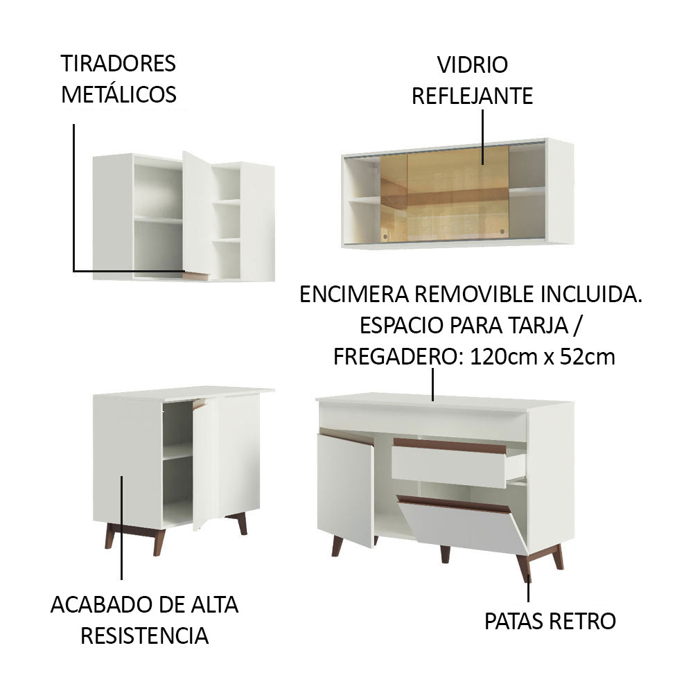 Cocina Integral Esquinera 262cm Blanco Reims 01