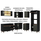 Cocina Integral Esquinera 367cm Negro Reims 01