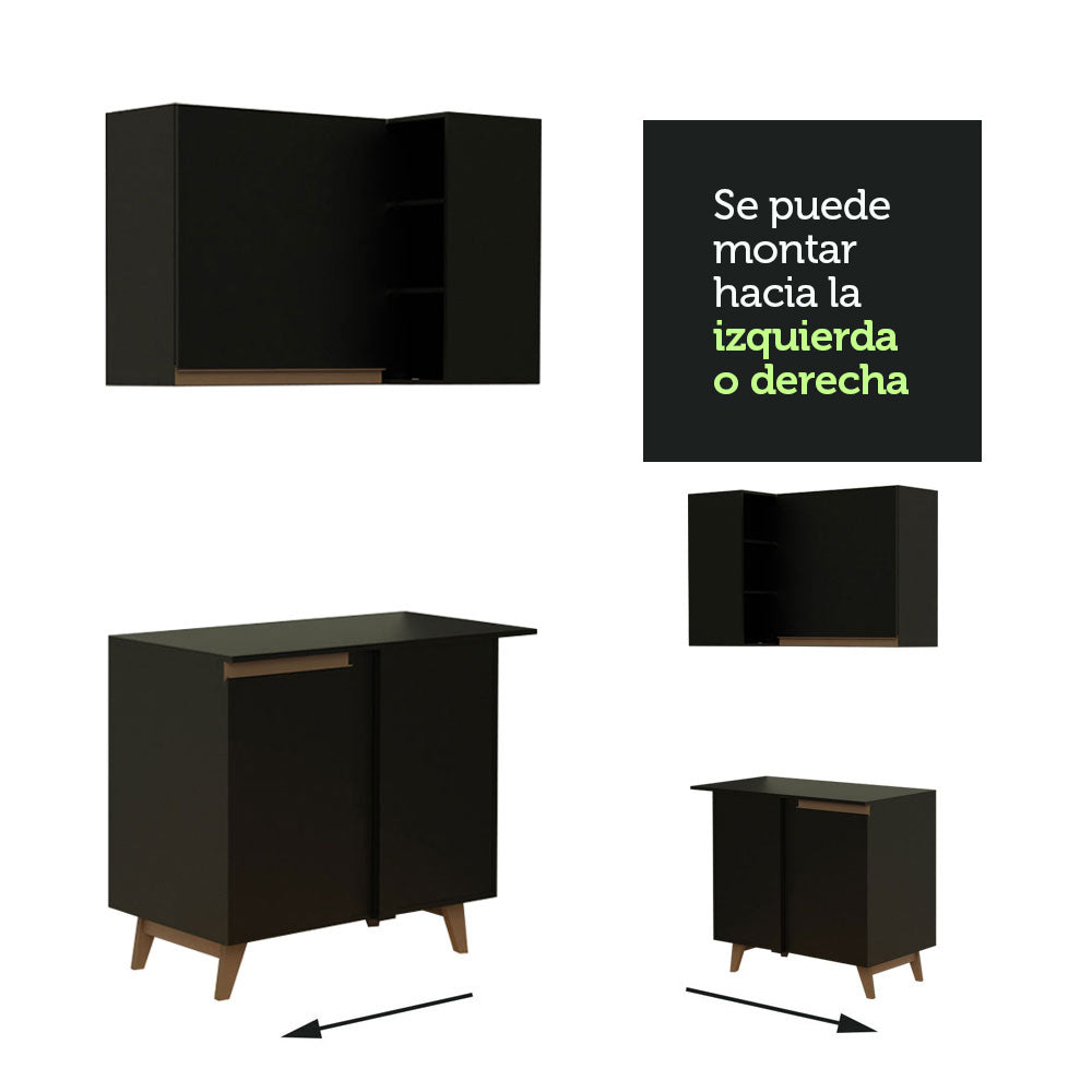 Cocina Integral Esquinera 437cm Negro Reims Madesa 01