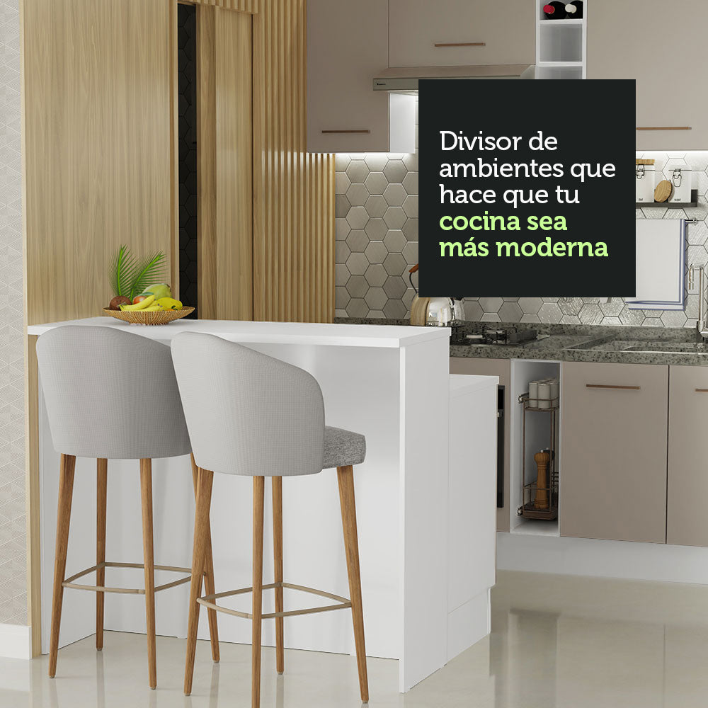Isla de Cocina con Encimera y Gabinete Bajo 120 cm Blanco/Crema Agata