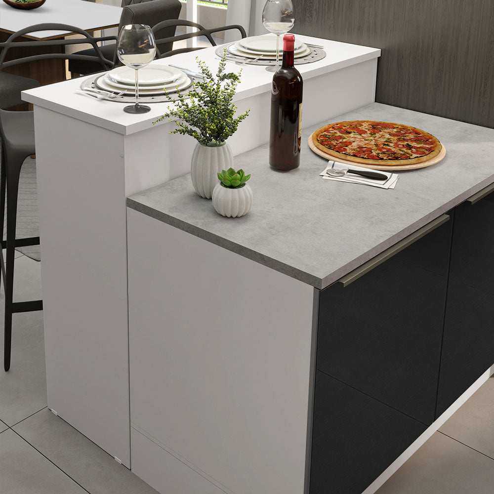 Isla de Cocina 120 cm 2 Puertas Blanco/Negro Lux Madesa