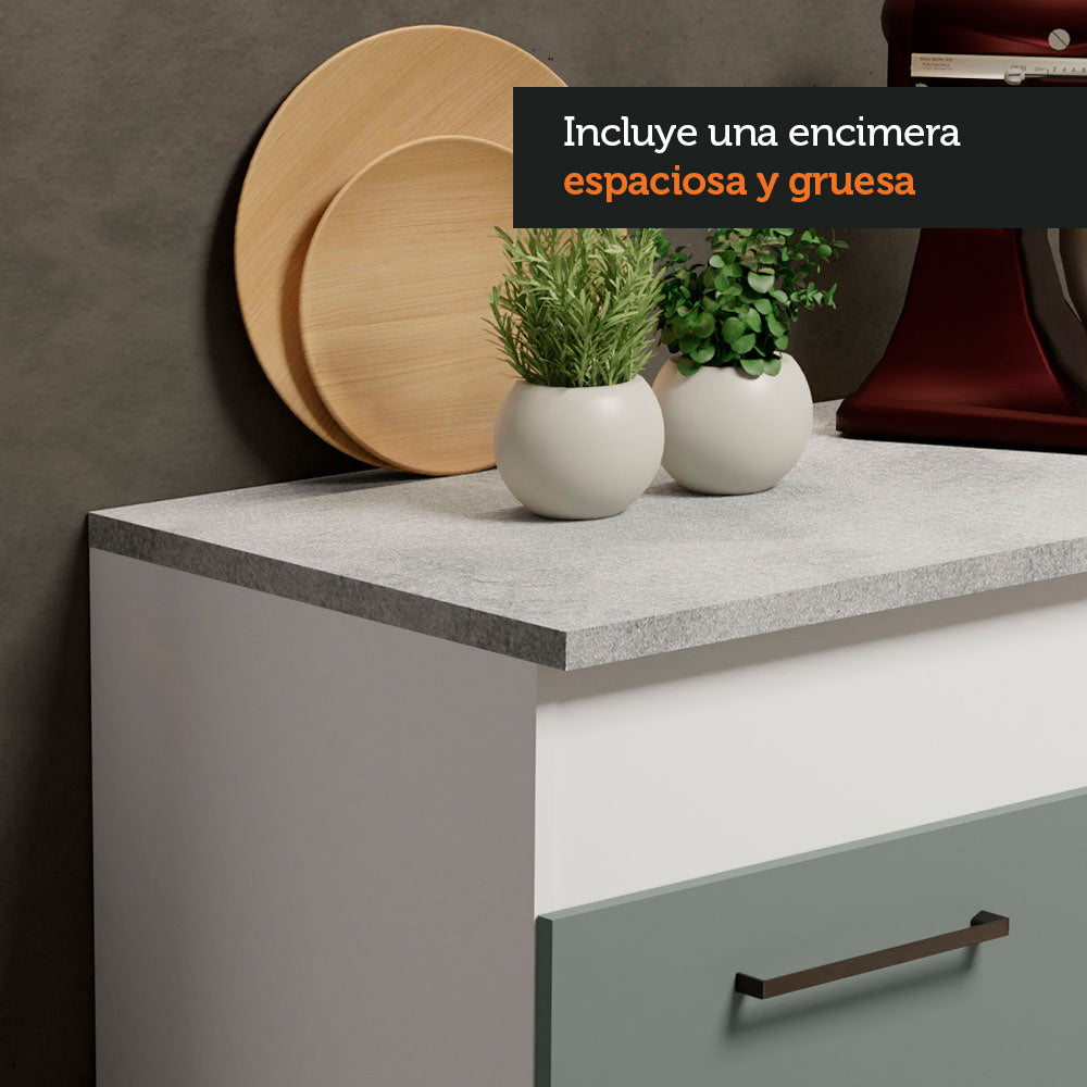 Cocina Compacta 150 x 52 cm 4 Puertas 2 Cajones Blanco/Gris Agata Madesa 01