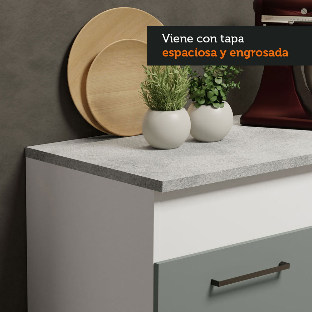 Cocina Integral 150cm Blanco/Gris Agata 01