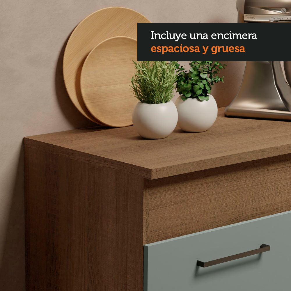 Cocina Compacta 150 x 52 cm 4 Puertas 2 Cajones Marrón/Gris Agata Madesa 01