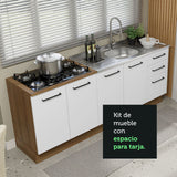 Mueble de Cocina 200cm Con Tarja Agata Marrón/Blanco