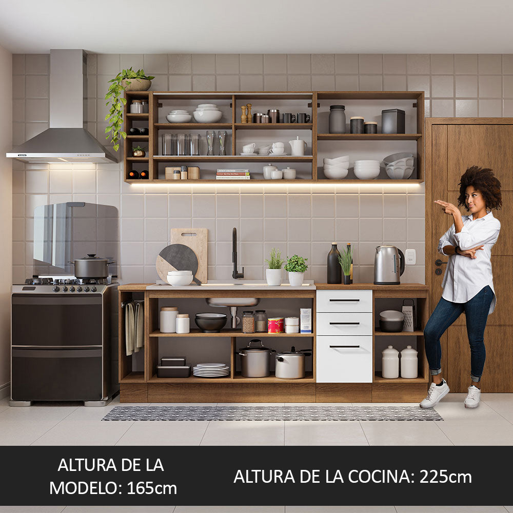 Cocina Integral 220 cm Marrón/Blanco Agata Madesa