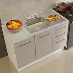 Cocina Compacta 240 cm Con Fregadero y Accesorios de Cocina Blanco/Crema Agata Madesa