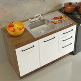 Cocina Integral con Accesorios 240 x 60cm Agata Marrón/Blanco