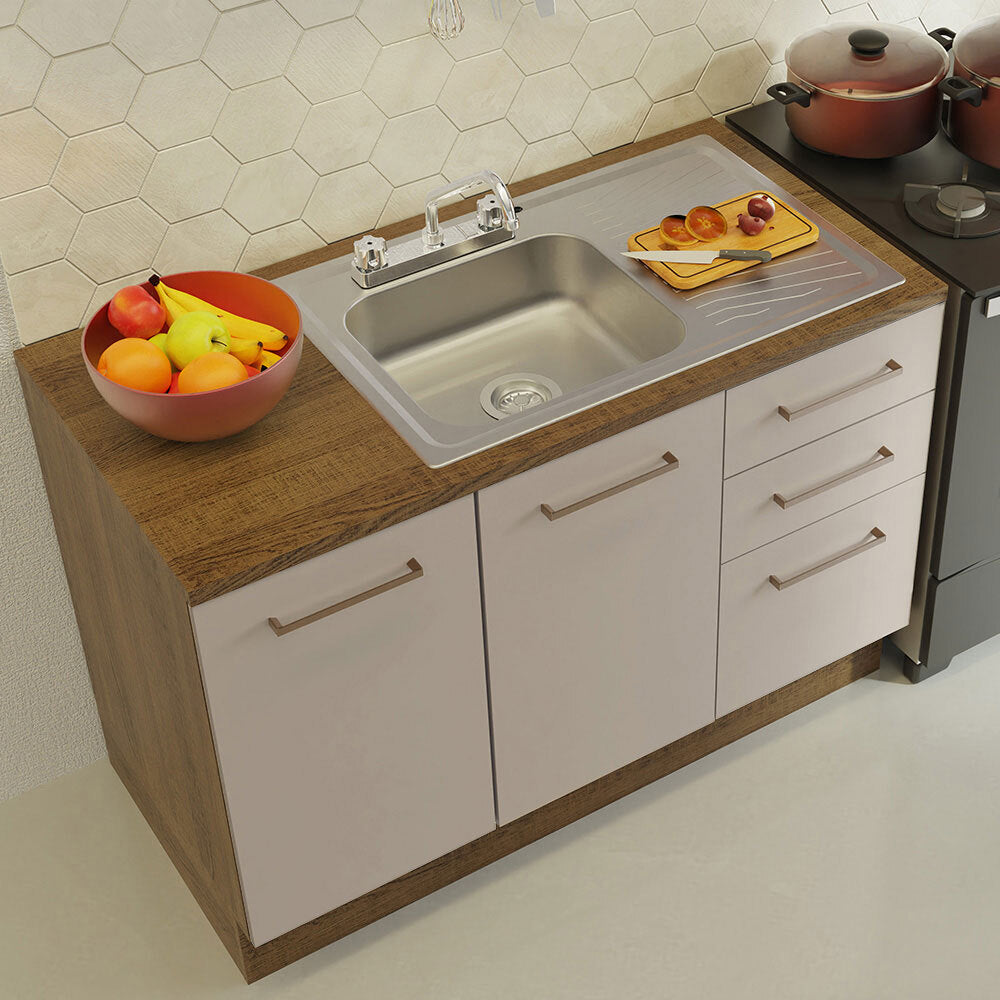 Cocina Integral con Accesorios 240 x 60cm Agata Marrón/Crema