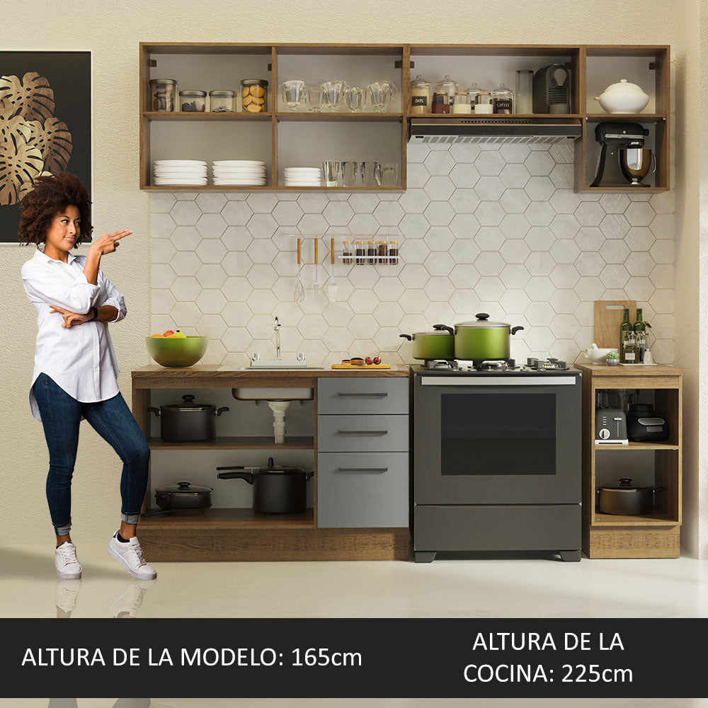 Cocina Compacta 240 cm Marrón/Gris Agata Madesa