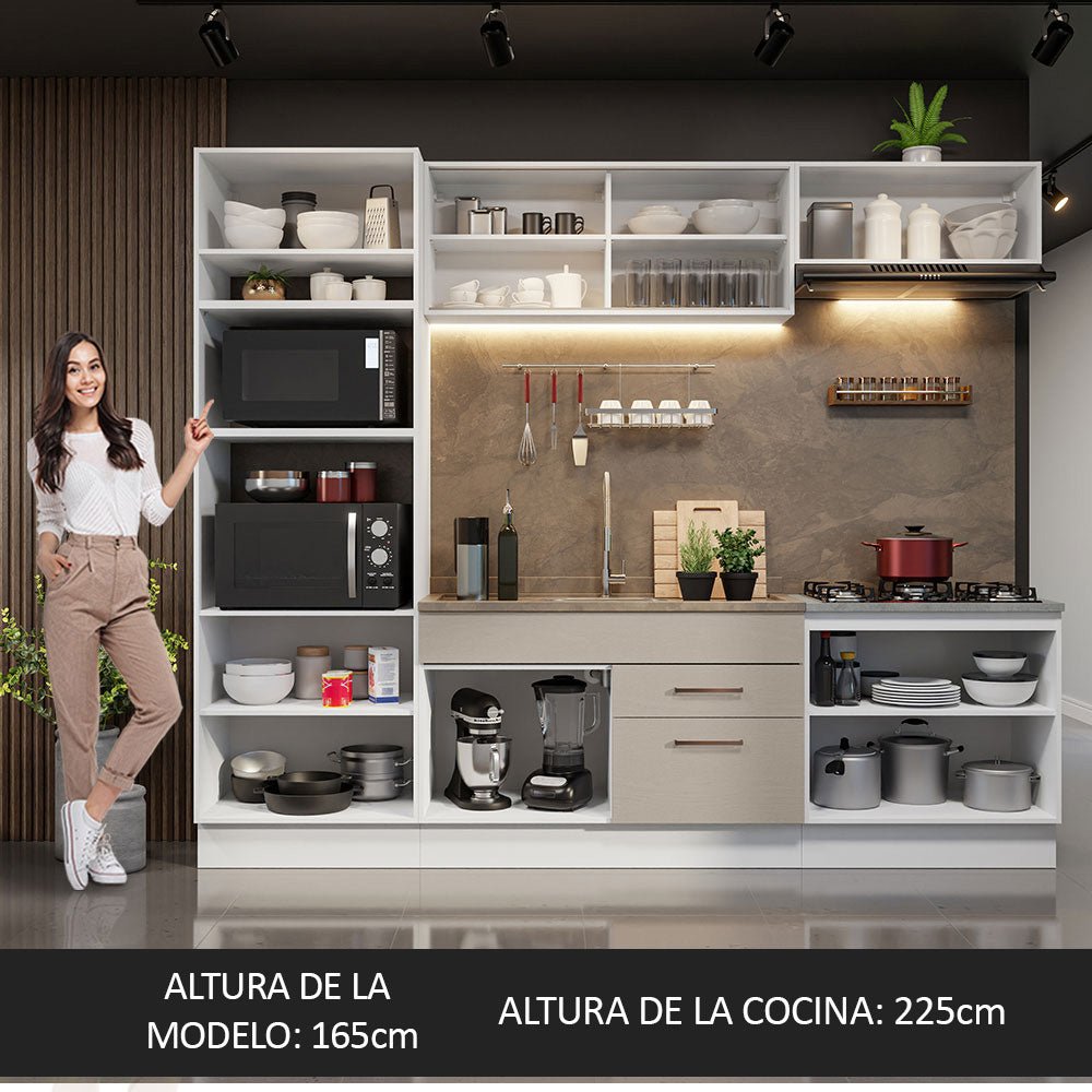 Cocina Integral 270cm Blanco/Crema Agata 03