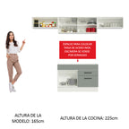 Cocina Integral 280 x 52 cm 5 Puertas 2 Cajones Blanco/Gris Agata Madesa