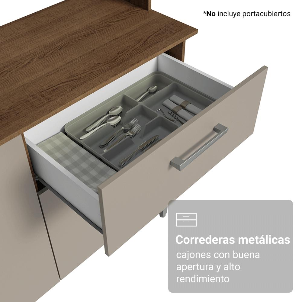 Cocina Integral 196cm Marrón/Crema Aura Madesa 01