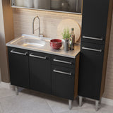 Cocina Compacta 137cm con Fregadero Marrón/Negro Emilly 07