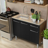 Cocina Compacta 165cm con Fregadero Marrón/Negro Emilly 01
