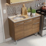 Cocina Compacta 165cm con Fregadero Marrón Emilly 06