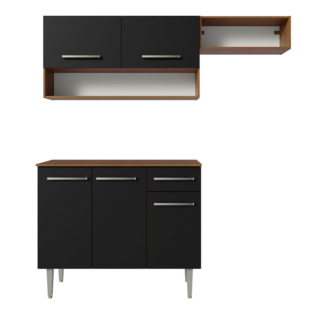 Cocina Integral 165cm Marrón/Negro Emilly 08