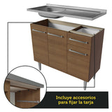 Cocina Integral 165cm con Tarja Marrón/Gris Emilly 09