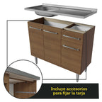 Cocina Compacta 165 cm Con Fregadero Marrón/Gris Emilly Madesa