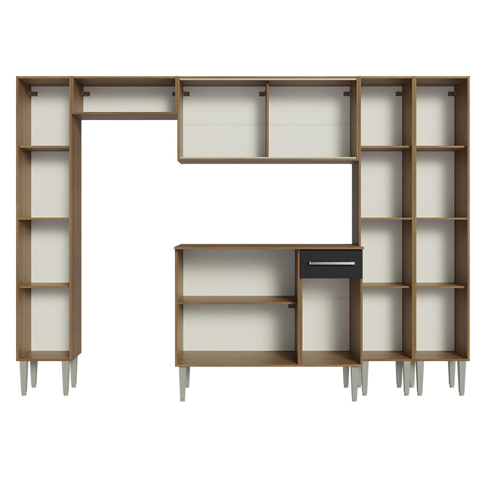 Cocina Integral 261cm Marrón/Negro Emilly 06