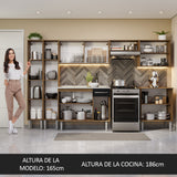 Cocina Integral 293cm con Fregadero Marrón/Negro Emilly 06