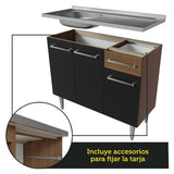 Cocina Integral 293cm con Fregadero Marrón/Negro Emilly 08